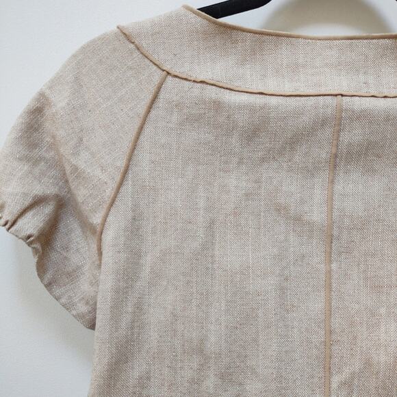 Nine West Jacket Cotton Linen Cap Sleeves Gold Size 2 - Picture 13 of 16